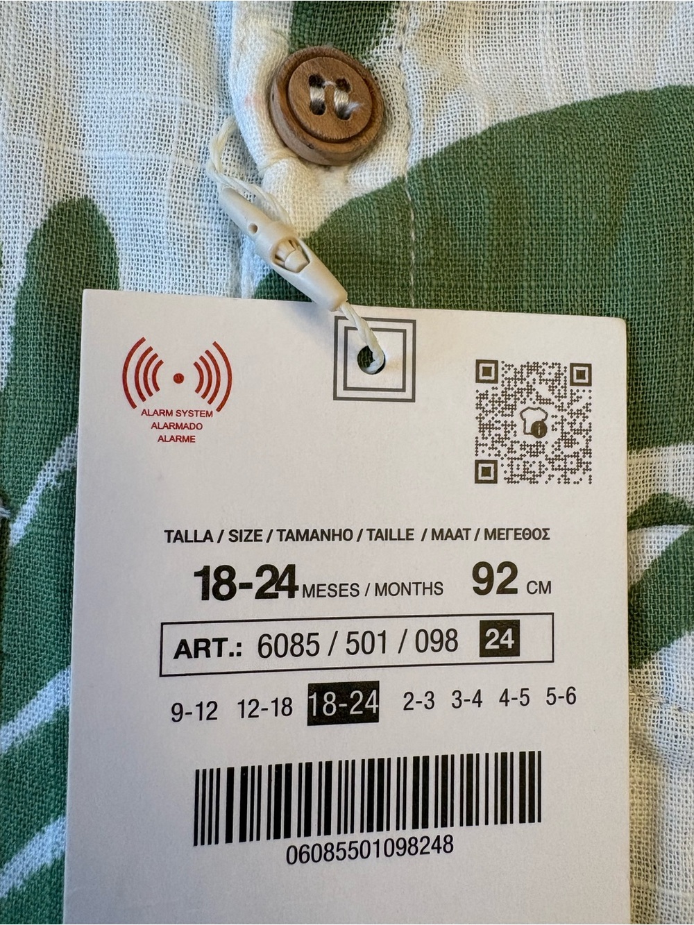 NWT Zara Baby Boy Green Tropical Leaf Button Down Shirt 18-24M - Picture 4 of 6